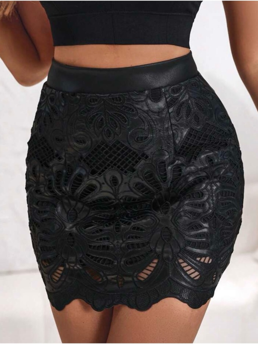 Elegant Black Lace A-Line Skirt. Large but fits like a S/M